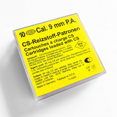 10 cartouches &agrave; gaz CS 9mm PAK (Pistolet)