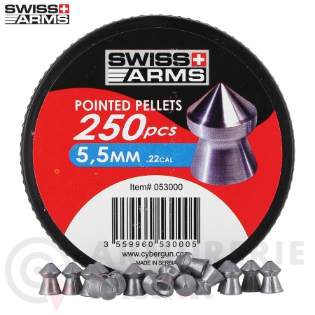 Boite de 250 Plombs Swiss Arms Pointus 5.5mm