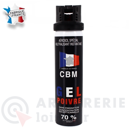 Bombe lacrymog&egrave;ne de d&eacute;fense CBM gel poivre 75ml