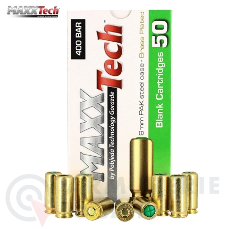50 cartouches MaxxTech Brass Plated 9mm PAK 