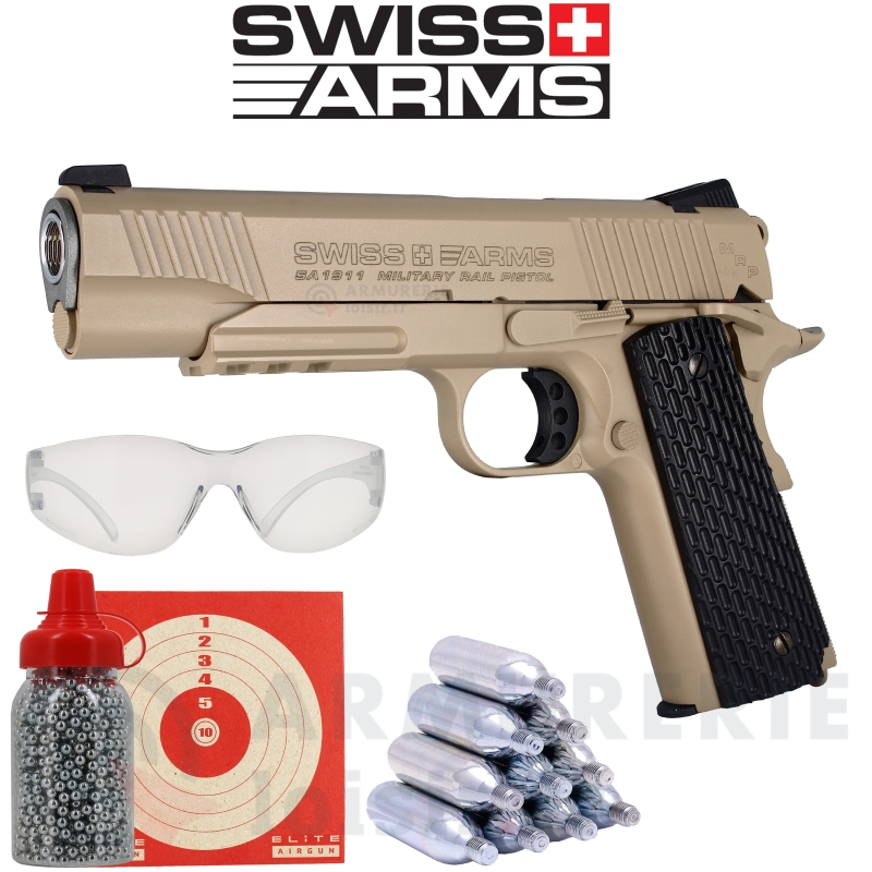 Pistolet Swiss Arms COLT SA1911 Military TAN CO2 4,5mm BB's (1.6 joules)