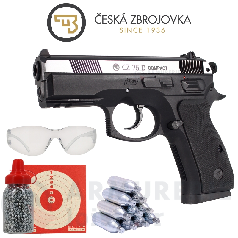 Pack pistolet ASG CZ 75 D Compact 4.5mm BB'S 2.7 joules