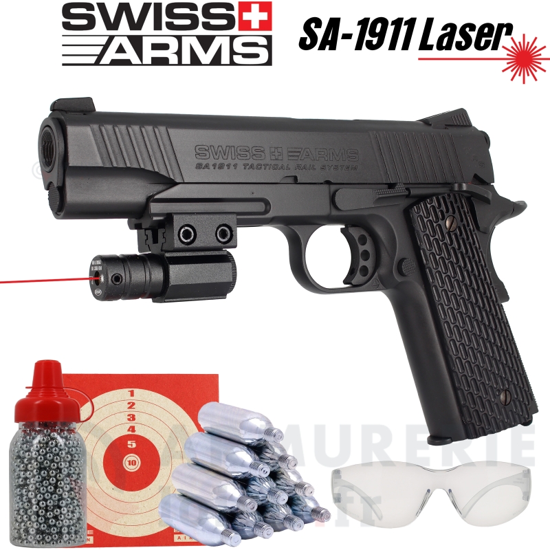 Pistolet CO2 SA1911 military Full Metal Laser (1.6 Joule)