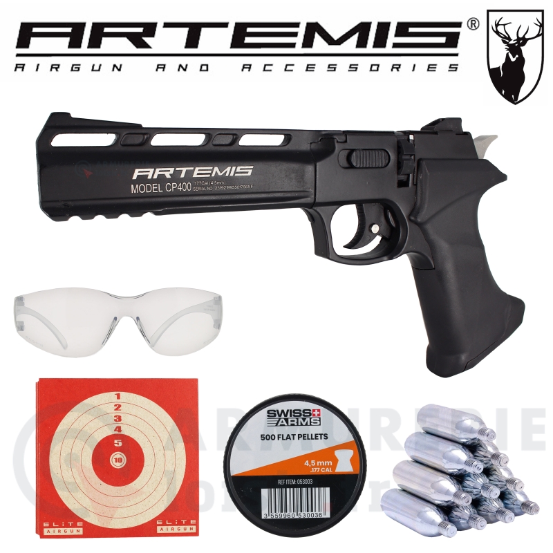 Pack pistolet Artemis CP400 CO2 4.5mm (3.5Joules)