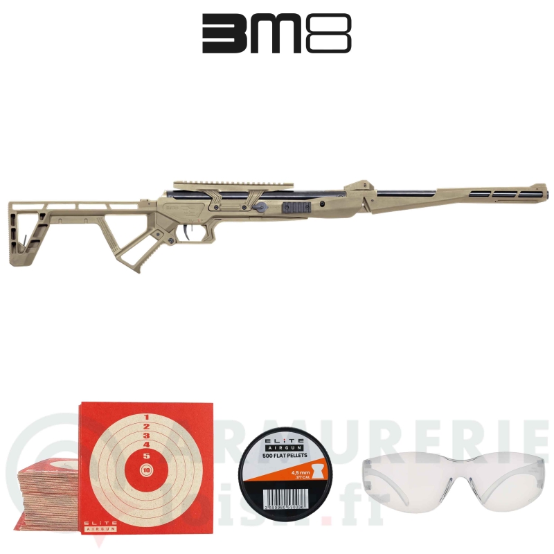 Carabine &agrave; air comprim&eacute; pliante BM8 Black Bunker Tan 4.5mm (19.9 joules)
