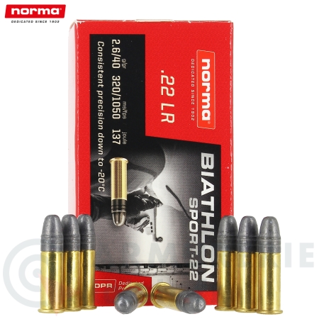 Boite de 50 cartouches Norma Biathlon Sport 22lr 40gr