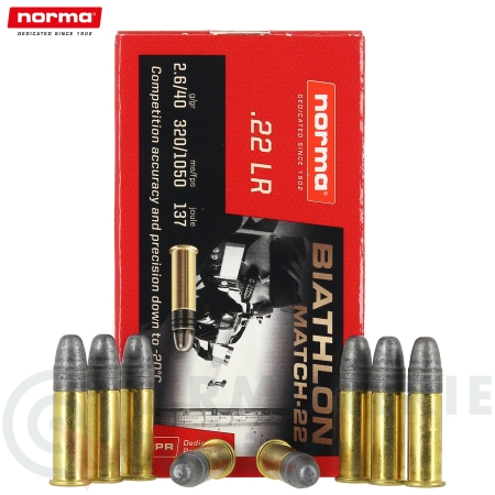 Boite de 50 cartouches Norma Biathlon Match 22LR 40gr