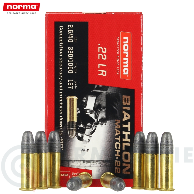 Boite de 50 cartouches Norma Biathlon Match 22LR 40gr