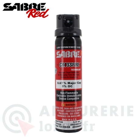 Bombe de d&eacute;fense Sabre Red Crossfire OC et MC (89ml)