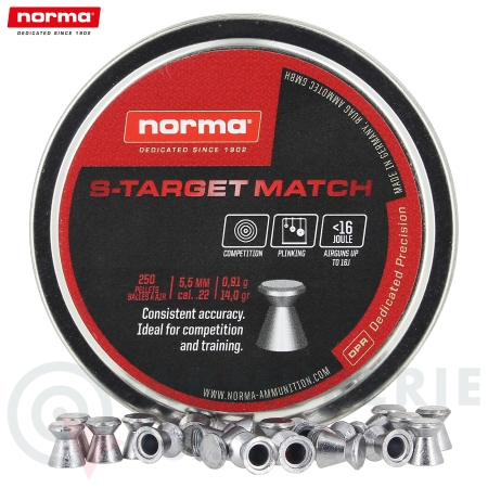 Boite de 250 Plombs Norma S-Target Match - 5.5mm...