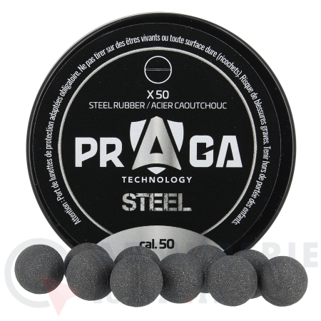 Boite de 50 billes Praga acier caoutchouc - .50