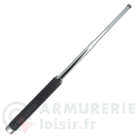 Matraque t&eacute;lescopique Police acier chrom&eacute; 21" (53 cm)