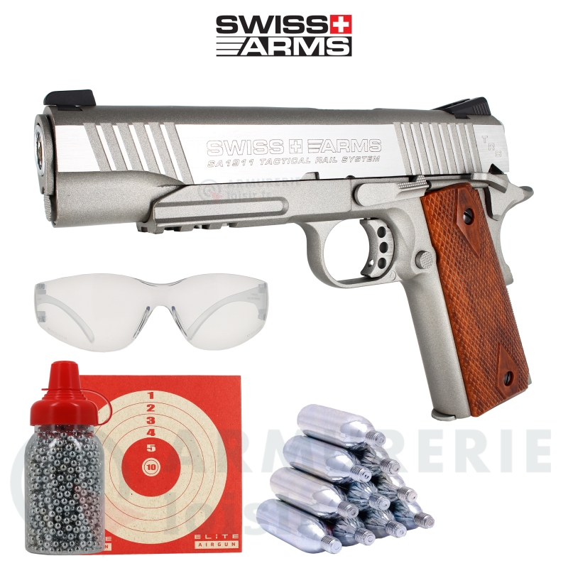 Pack Swiss Arms SA 1911 CO2 4.5 mm BB'S 1.6 joules