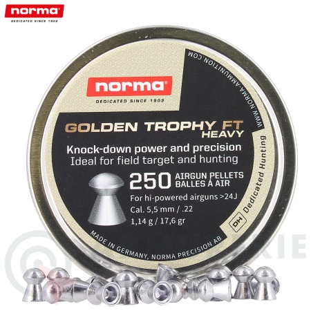 Boite de 250 Plombs Norma Golden Trophy FT Heavy -...