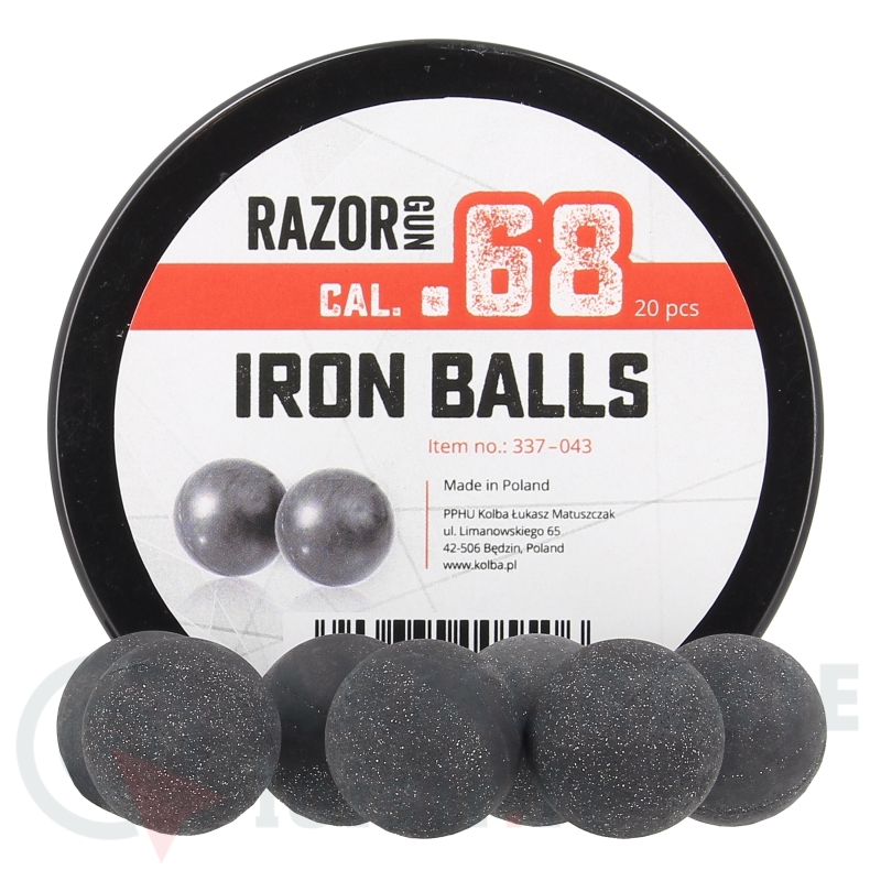 20 billes Razor Gun Iron Balls caoutchouc m&eacute;tal - .68