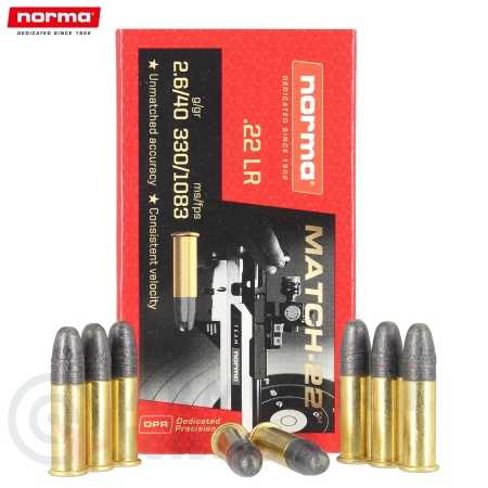 50 munitions Norma Match-22 LRN - 22LR (40gr)