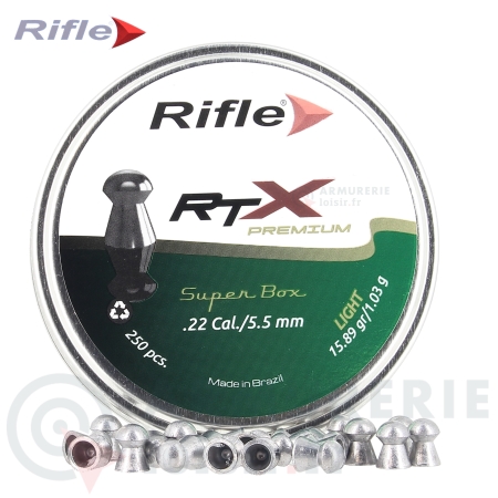 Boite de 250 Plombs Rifle RTX Premium Light - 5.5mm...