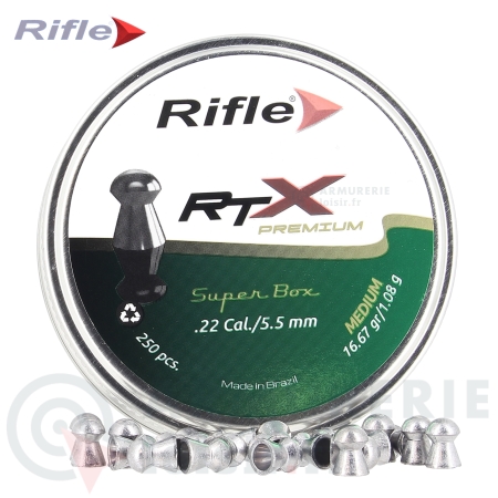 Boite de 250 Plombs Rifle RTX Premium Medium - 5.5mm...