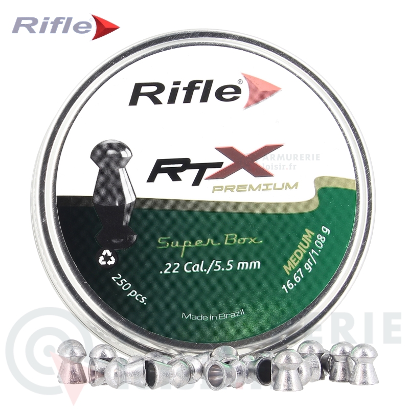 Boite de 250 Plombs Rifle RTX Premium Medium - 5.5mm (1.08 g)