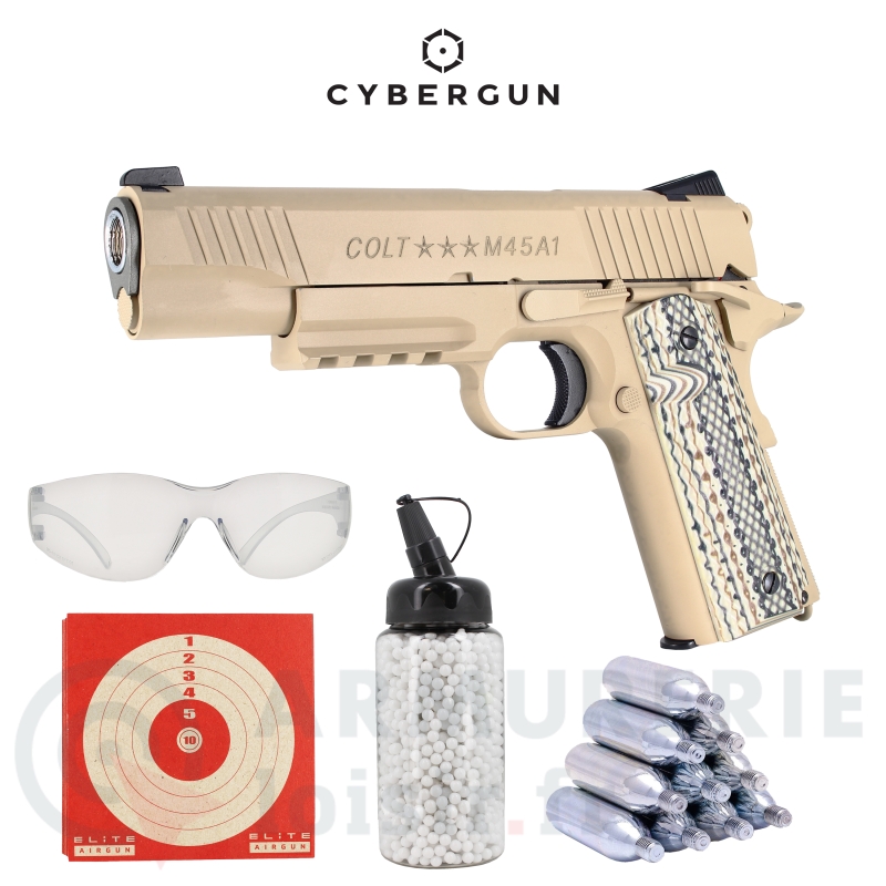 Pistolet COLT Rail Gun Tan CO2 6 mm BBS 1.1 Joules