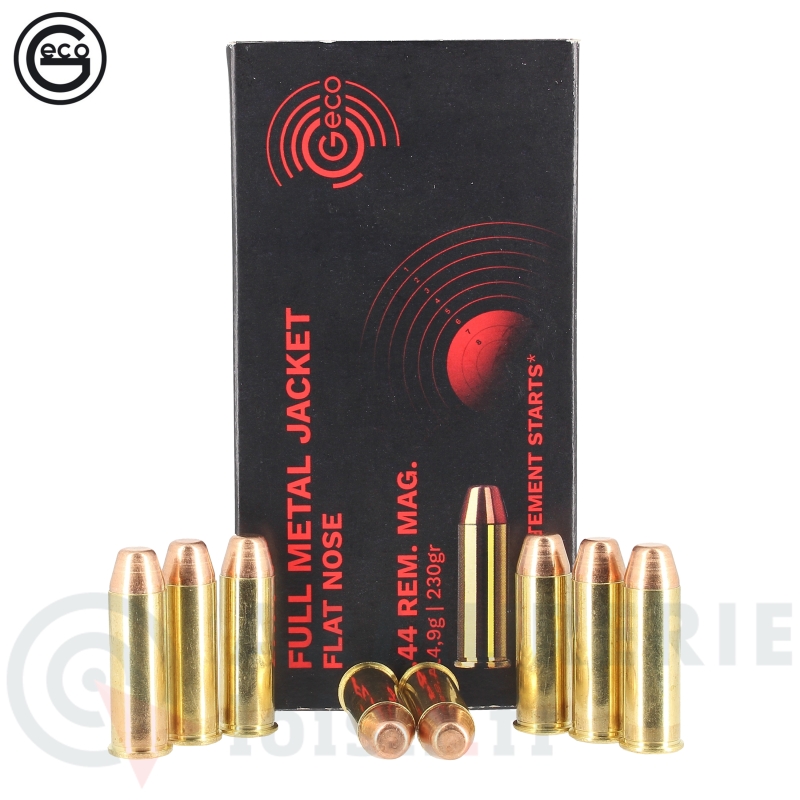 50 munitions Geco FMJ Flat Nose 230 grains - 44 Magnum