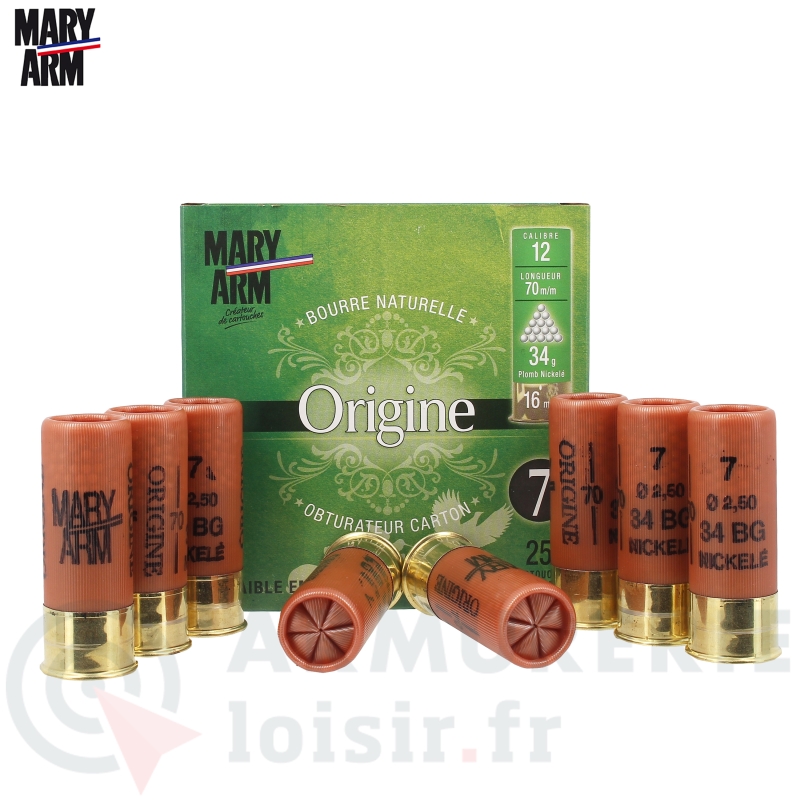 Boite de 25 cartouches Mary Arm Origine N&deg;7 - 12/70 (34 g)