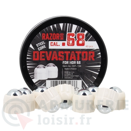 40 Balles acier Devastator blanches HDR68 - .68