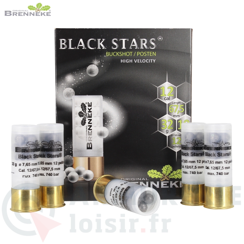 Boite de 10 cartouches Brenneke Black Stars Buckshot - 12/67.5