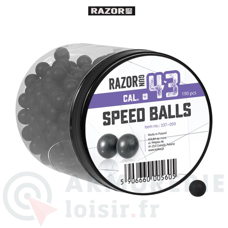 Boite de 190 Balles caoutchouc Razor Gun Speed Balls - .43
