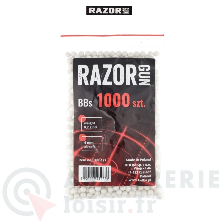 1000 billes blanches Razor Gun - 6 mm (0.2 g)