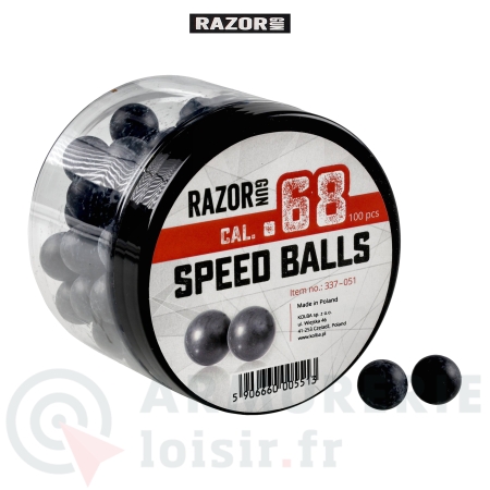 100 balles caoutchouc Razor Gun Speed Balls - .68