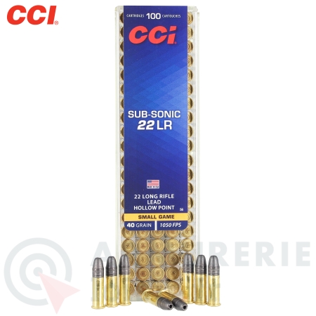 100 cartouches CCI Sub-Sonic HP - 22LR (40 gr)