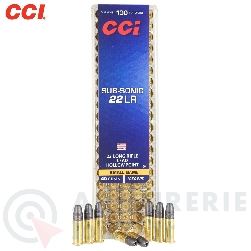 100 cartouches CCI Sub-Sonic HP - 22LR (40 gr)
