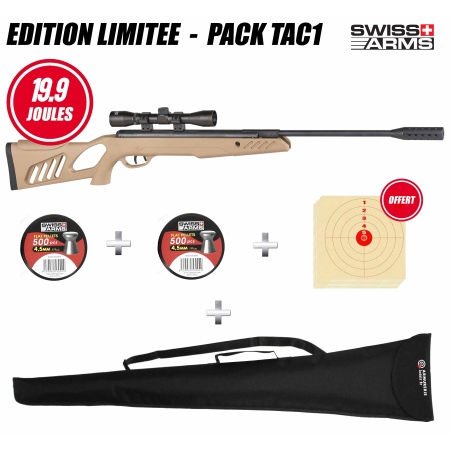 M&eacute;ga pack carabine Swiss Arms TAC-1 TAN 4.5...