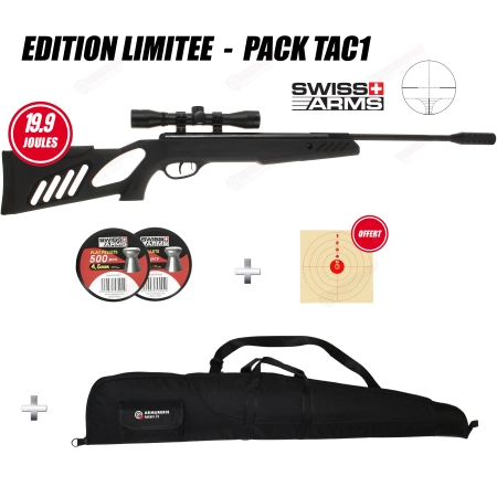 M&eacute;ga pack Swiss Arms TAC-1 Noir 4.5 (19.9 joules)