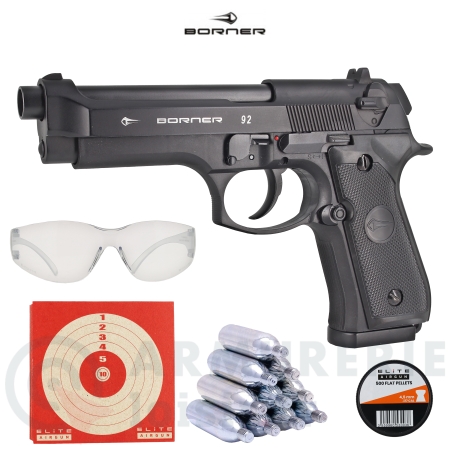 Pack Pistolet CO2 Borner 92 Blowback - 4,5 mm (3...