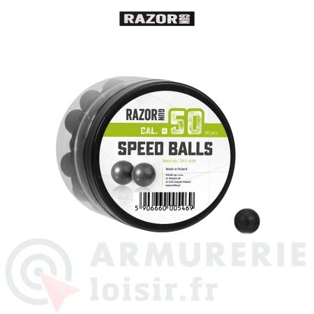 50 balles caoutchouc Razor Gun Speed Balls - .50
