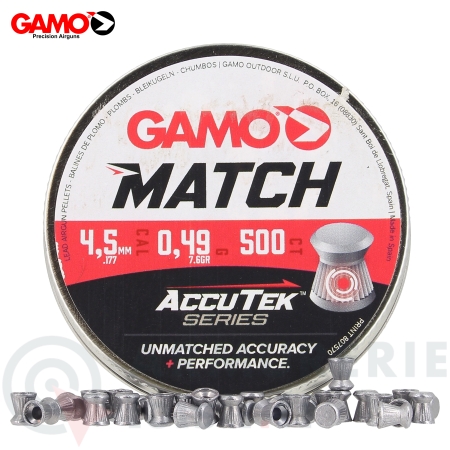 Boite de 500 plombs Gamo Match Accutek - 4.5mm 