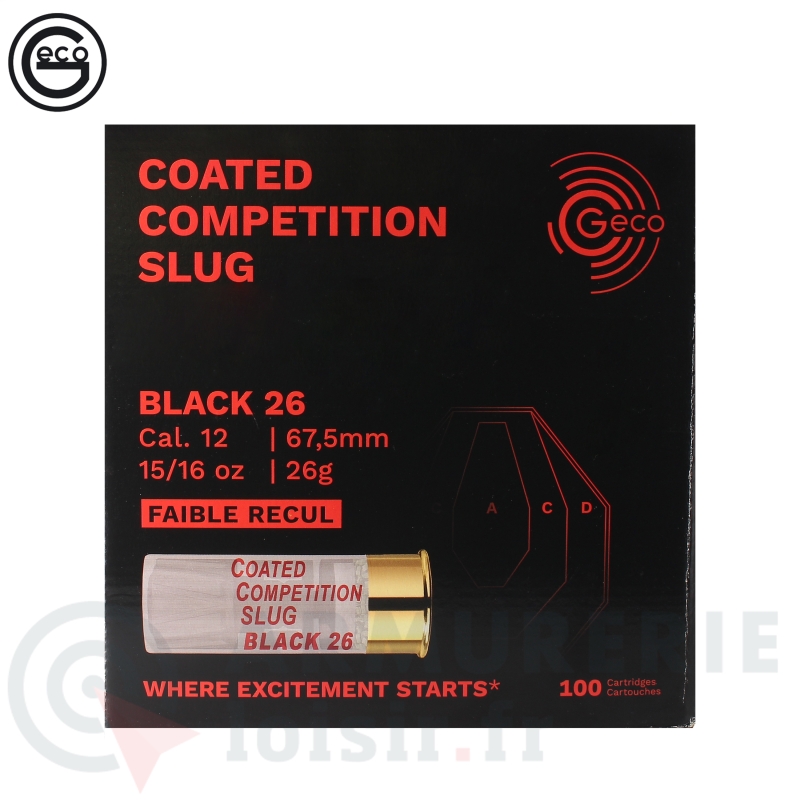 100 Munitions Geco  Black coated competition slug .12/67.5