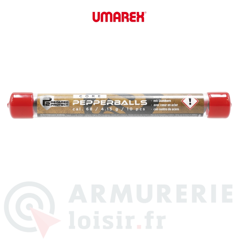 10 balles Umarex P2P Pepperballs Poivre Noyau Acier - .68