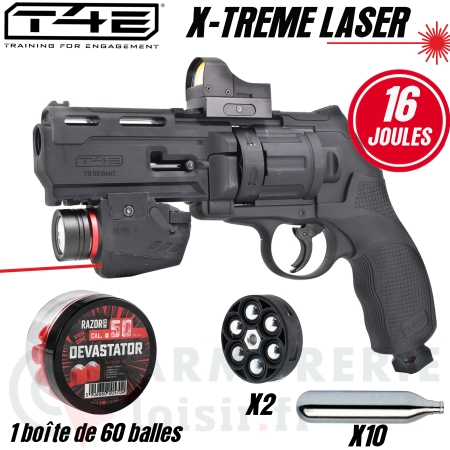 Pack Umarex TR50 Gen2 T4E X-TREME Laser (16 Joules)