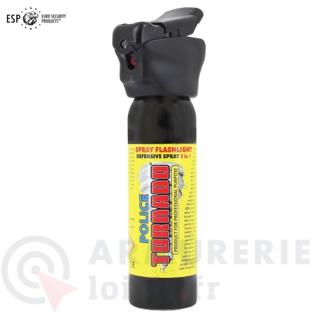 Spray de d&eacute;fense Police Tornado Flashlight Poivre 100ml