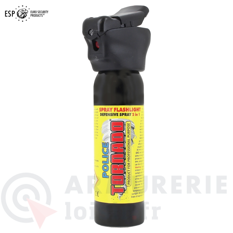Spray de d&eacute;fense Police Tornado Flashlight Poivre 100ml