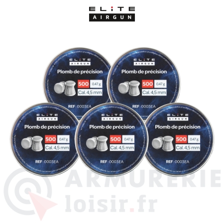 Lot de 5 boites de plombs plats Elite Airgun - 4.5mm