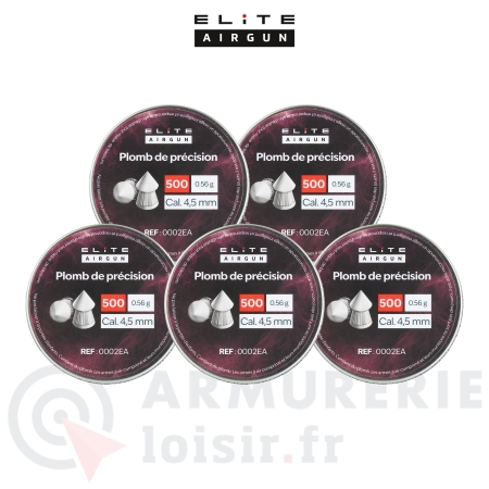 Lot 5 boites de plombs pointus Elite Airgun - 4.5mm