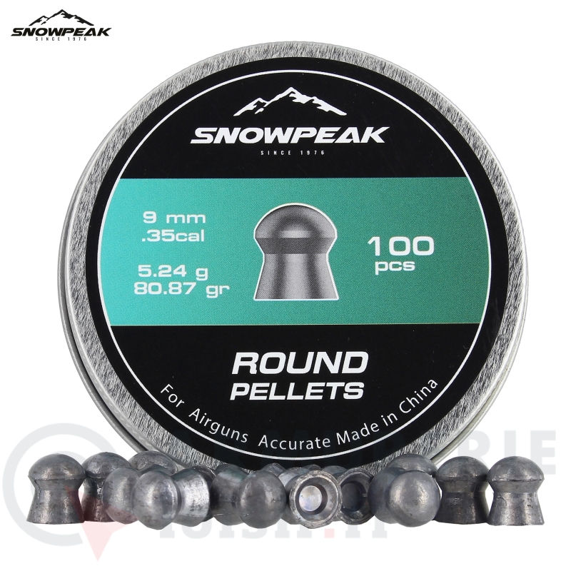 Boite de 100 plombs ronds Snowpeak Round Pellets - 9mm