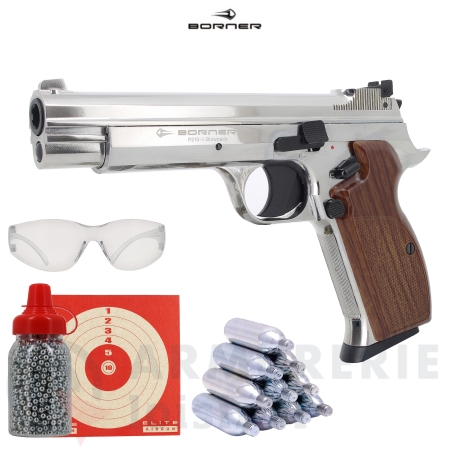 Pistolet CO2 Borner P210-S Blowback Silver - 4,5mm...