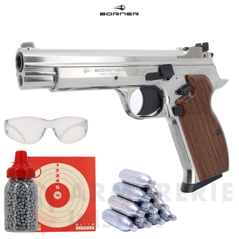 Pistolet CO2 Borner P210-S Blowback Silver - 4,5mm (3 J)