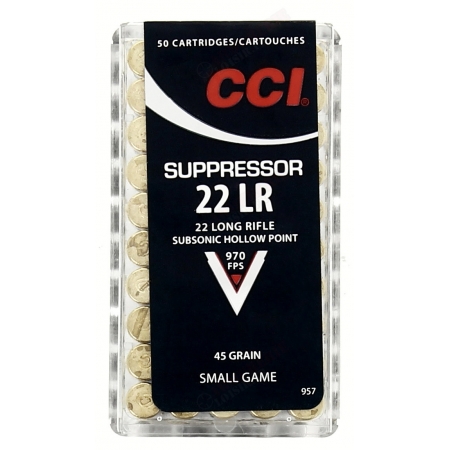 Cartouches CCI 22 LR Suppressor subsonic x50