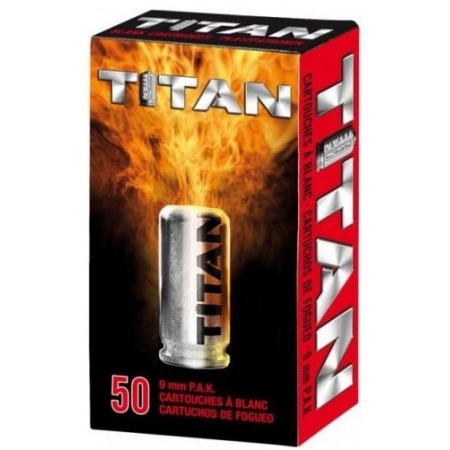 50 cartouches &agrave; blanc Titan 9mm PAK (Pistolet)